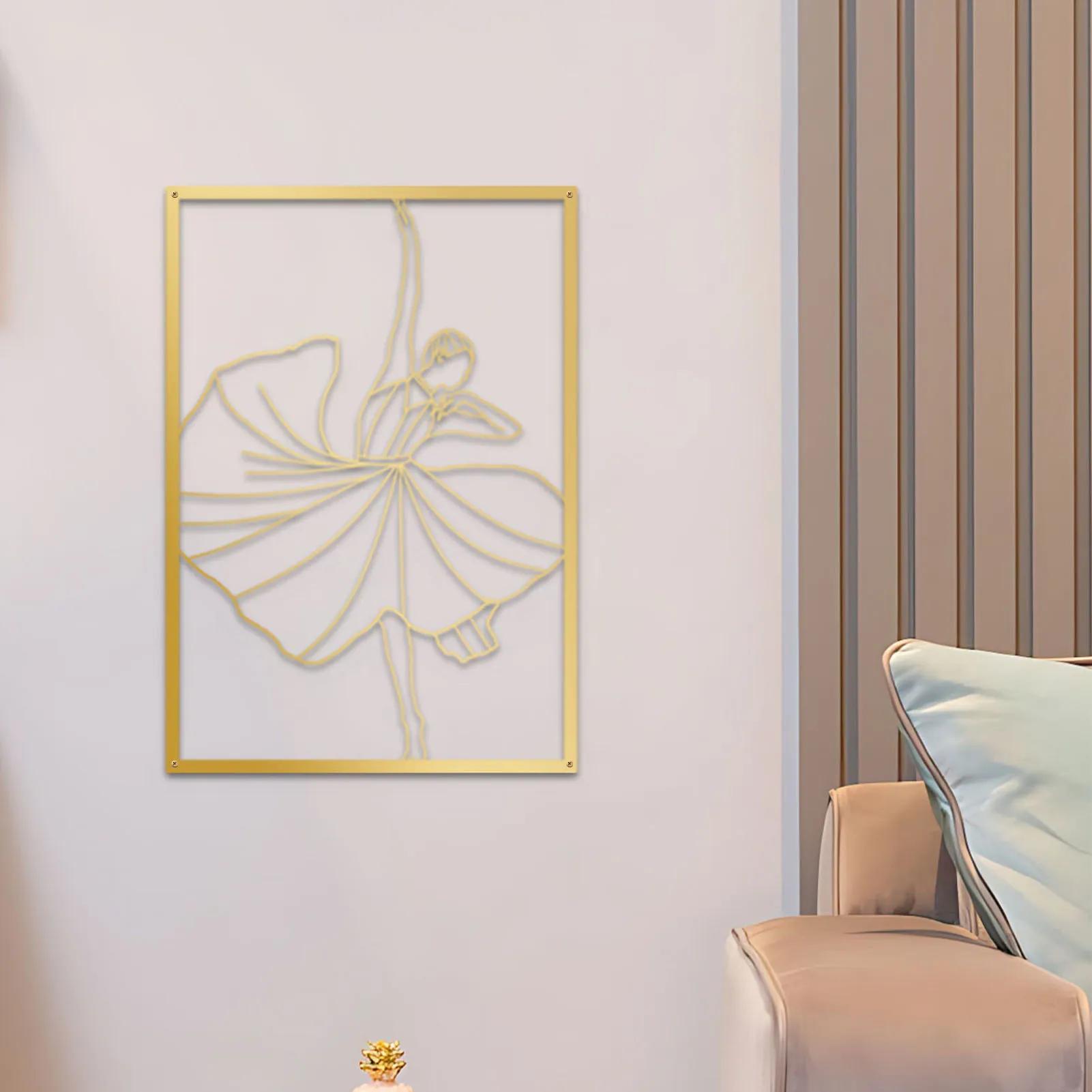 Металлический современный минималистский декор для стен с изображением танцовщицы — фото 10