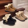 Snöstövel Dam Mocka Bomull Stövlar Varma Dam Ballerinaskor Ny 2025 Vintermode Spänne Plysch Ankelstövlar Promenadsko Dam