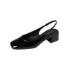 3368-1 Glänzender schlichter Stil quadratische Spitze dicker Absatz Einzelne Schuhe Damen neu Taschenkopf hinten leer flacher Ausschnitt mittlerer Absatz Einzelne Schuhe Damenschuhe