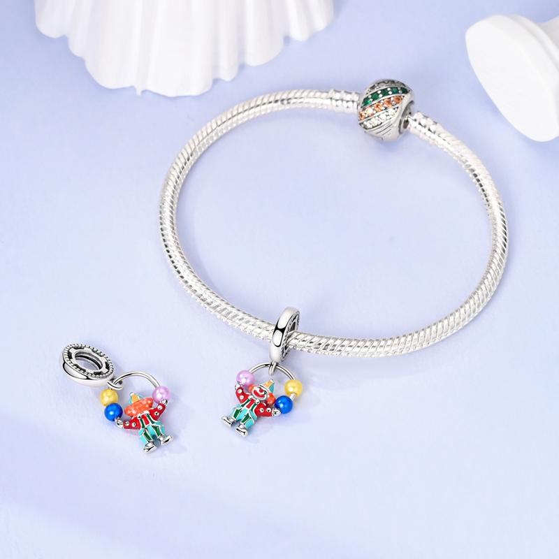 Authentic Original Charm Bead Components Copper Metal The Clown Throws Colorful Ball Pendant Bead Components Compatible With Charm Bead Components
