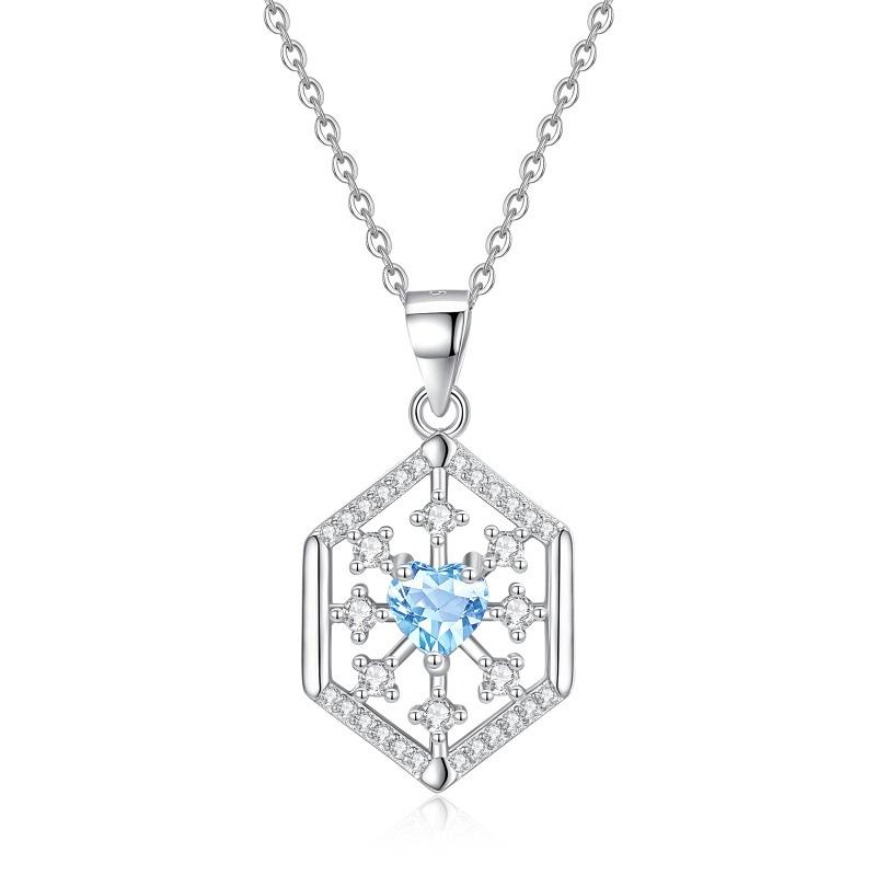 Collier pendent flocon de neige en argent sterling 925 pour femme, Collier cristal améthyste/péridot/topaze naturel, Bijoux de mode