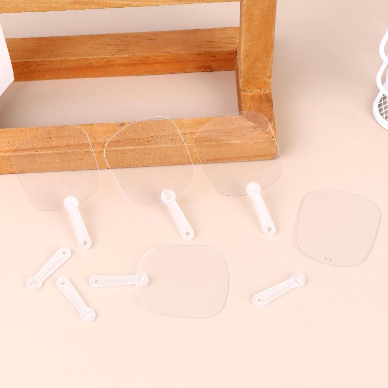 50Pcs Mini Transparent Plastic Hand Fan Diy Painting Small Clear Fan Lightweight Reusable Craft Fan For Kids Handmade Party Gift