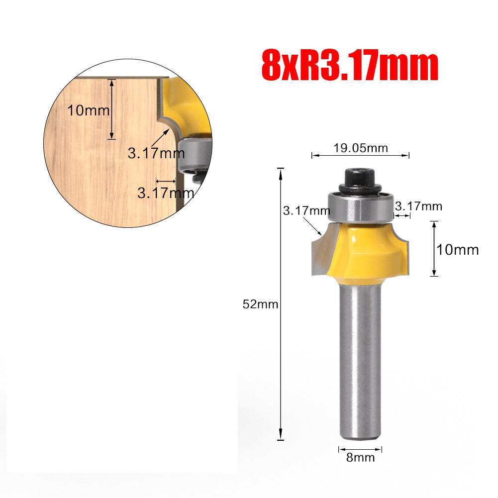 8mm Shank Router Bits Corner Round Over Bits For DIY Woodworking Compatible With Handheld Router Radius Size 6.35mm