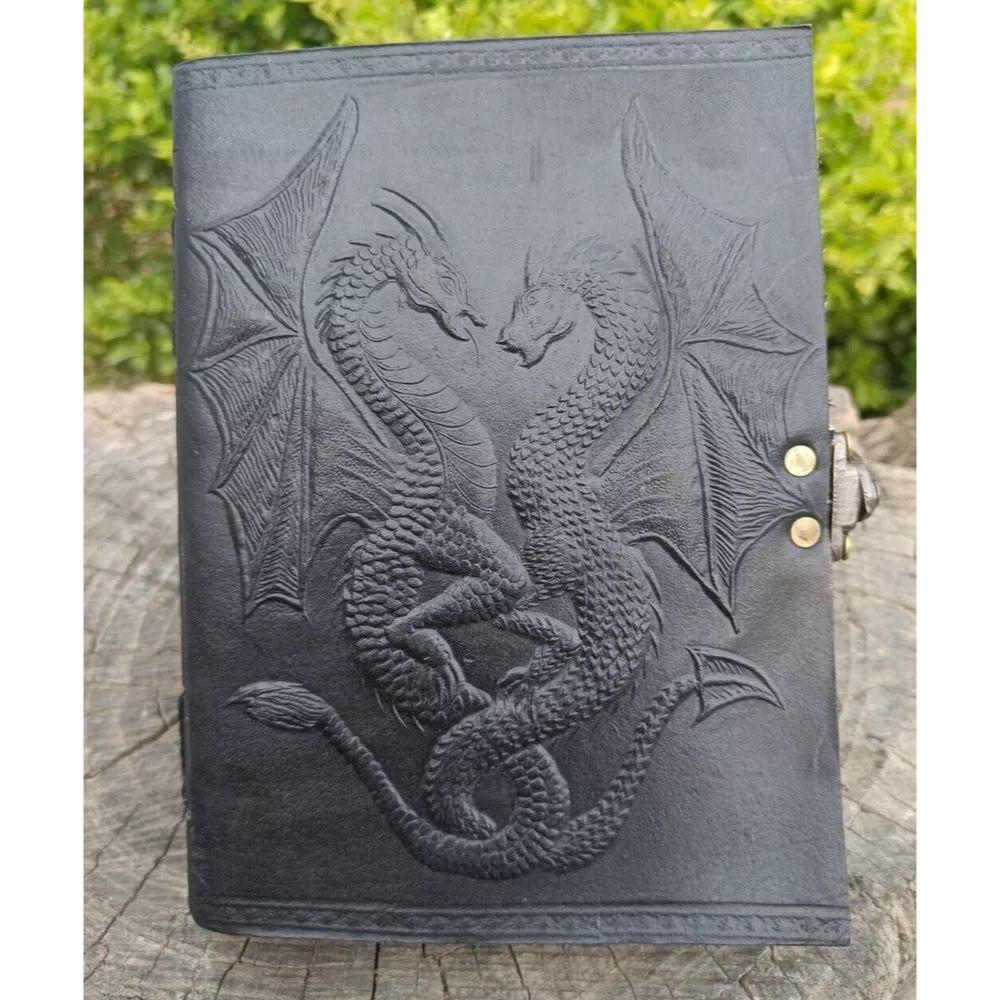 

Дневник Fairtrade Кожаная бумага Блокнот с тиснением огня дракона Журнал Альбом для вырезок 7 x 5 in