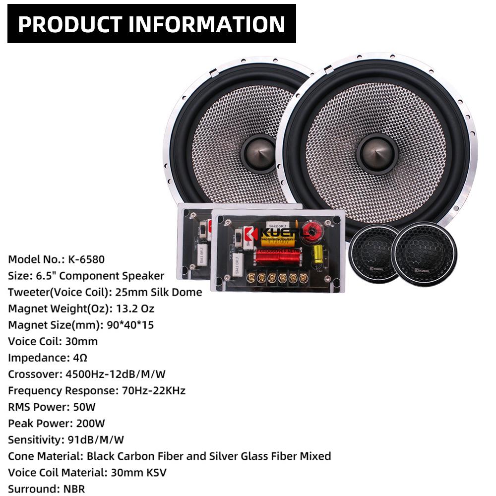 2-Wege-Autolautsprecher-Set, 6,5 Zoll, HIFI-Auto-Audiolautsprecher, hohe Leistung, MAX 240 W, Autolautsprecher-Set für die Vordertür, Fahrzeugmodifikation