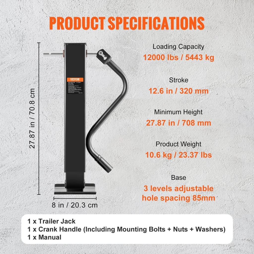 Trailer Jack, Trailer Tongue Jack Welding-on 12000 lb Weight Capacity, Trailer Jack Stand with Handle for lifting RV Trailer, Horse Trailer, Utility