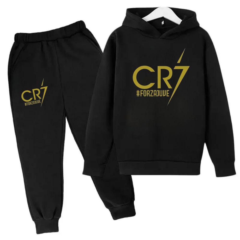 Ronaldo CR7 Stampa Idol del Calcio Abbigliamento Felpa per Bambini Set 2 Pezzi Tuta Pantaloni Tuta Sportiva per Bambini Ragazzi Abbigliamento per Bambine Tute Sportive