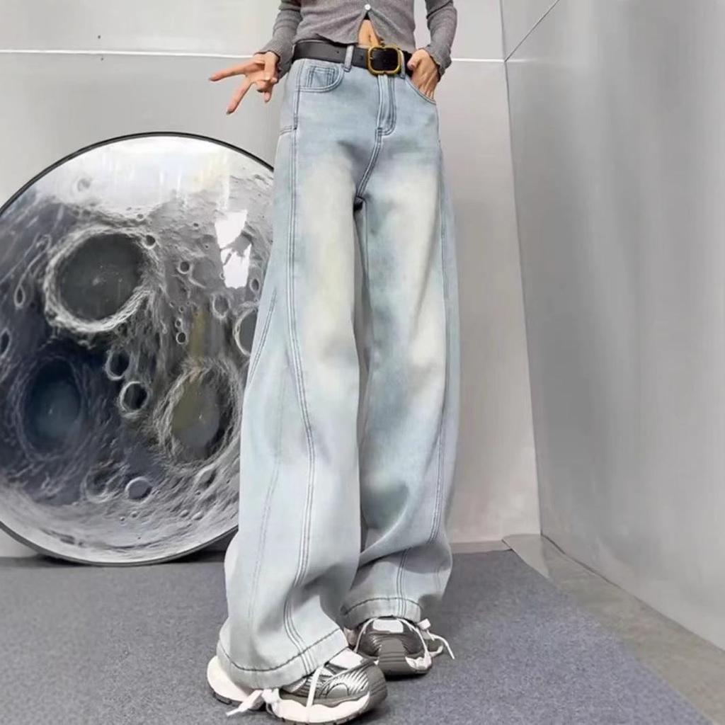 Women's High-Waisted Slimming Wide-Leg Jeans - 2025 Spring Casual Loose Straight-Leg Design