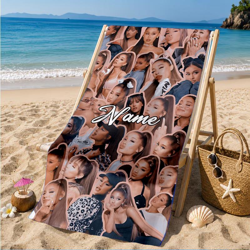 Custom Name Artistic Ariana Heart In Space Adventure Microfiber Beach Towel, Lightweight for Summer Travel, Swimming Pool Fan Gift
