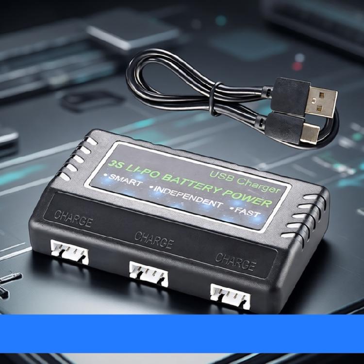 Portable USB Power 3S Battery Charger With 3 Slots and Safety Protections For Remote Control Vehicles