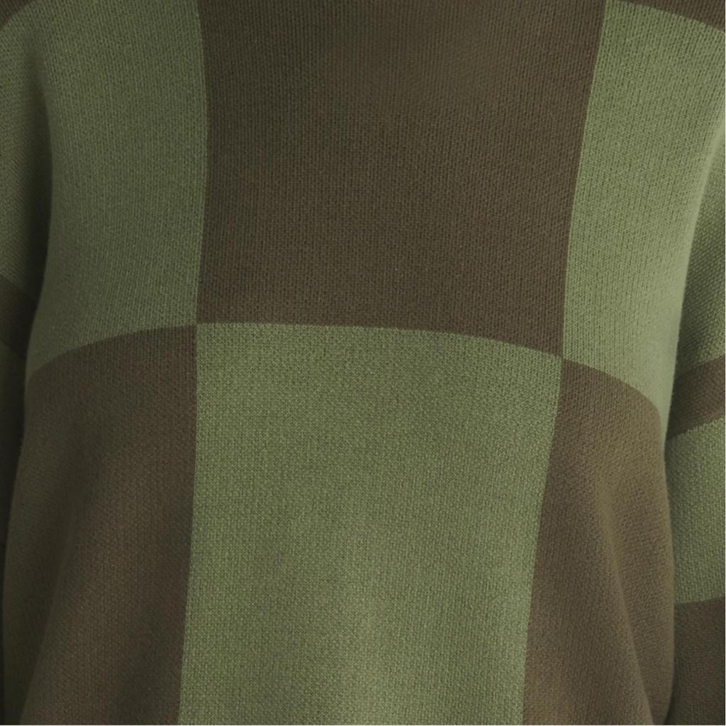 Vans Vortex Pullover Karomuster Rundhalsausschnitt Locker Langarm Pullover Damen Pullover Grün VN000G3GAMB