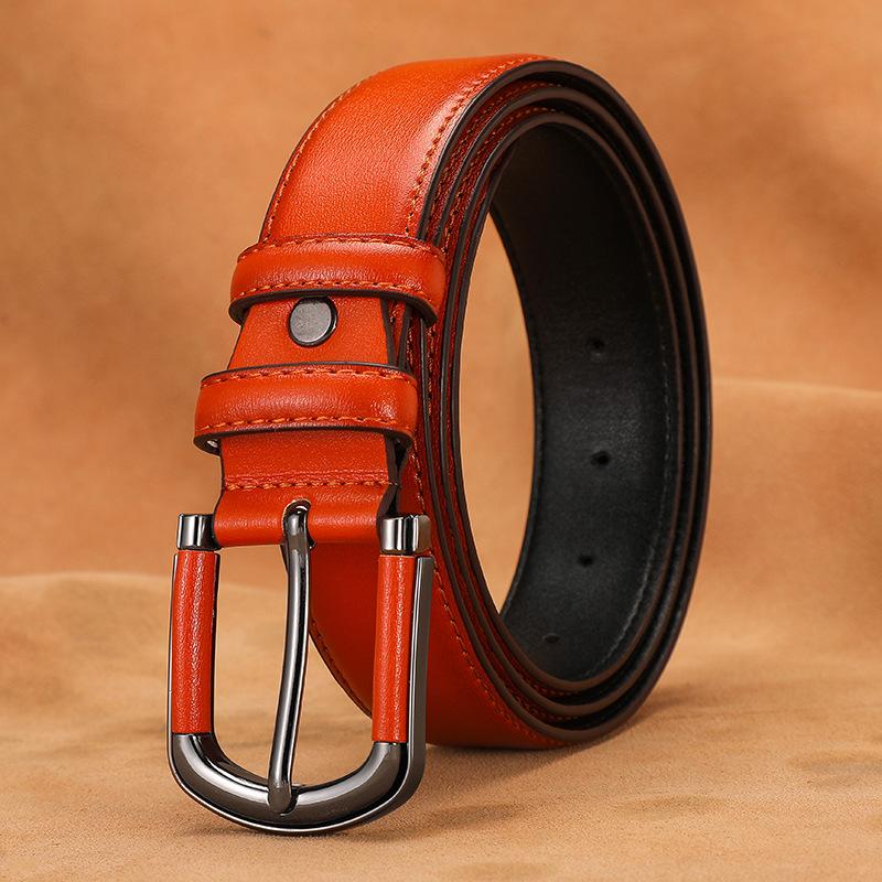 Leather Belt Men'S Alloy Pin Buckle Belt Cowhide Business Casual Belt