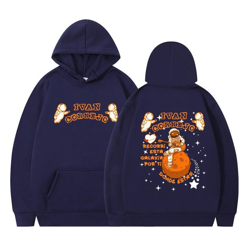Unisex Hooded Sweatshirt With Astronaut Print Loose Fit Casual Sportswear Men Women Teens
