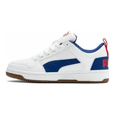 Zapatillas de Baloncesto Rebound Layup Lo Duraderas de Caña Baja para Niños Zapatilla Blanca Azul 370490-05