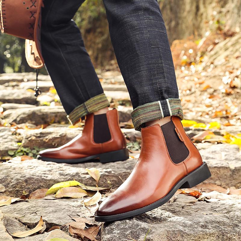 Men Autumn/Winter Chelsea Boots Solid Color Low Heel Lightweight Comfortable Fashionable Short Boots