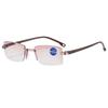 2 Pair New Men Women Rimless Reading Glasses Anti Blue Light Bifocal Far Near Magnification Eyewear Presbyopic Glasses +150 +200