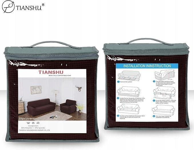Elastic Two-piece Sofa Cover for the Tianshu Sofa, Stylish Brown
