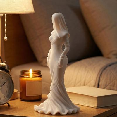 Vintage Kapuzen-Umhang Damenfigurine 3D-gedrucktes Fischschwanzkleid Gesichtsloser Damenstatue Skulptur Heim-Büro-Dekoration Ornament