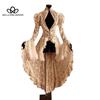 European American Retro Style Palace Party Lace Clothing Dress Palace Style Stitching Collar Horn Sleeve Dress