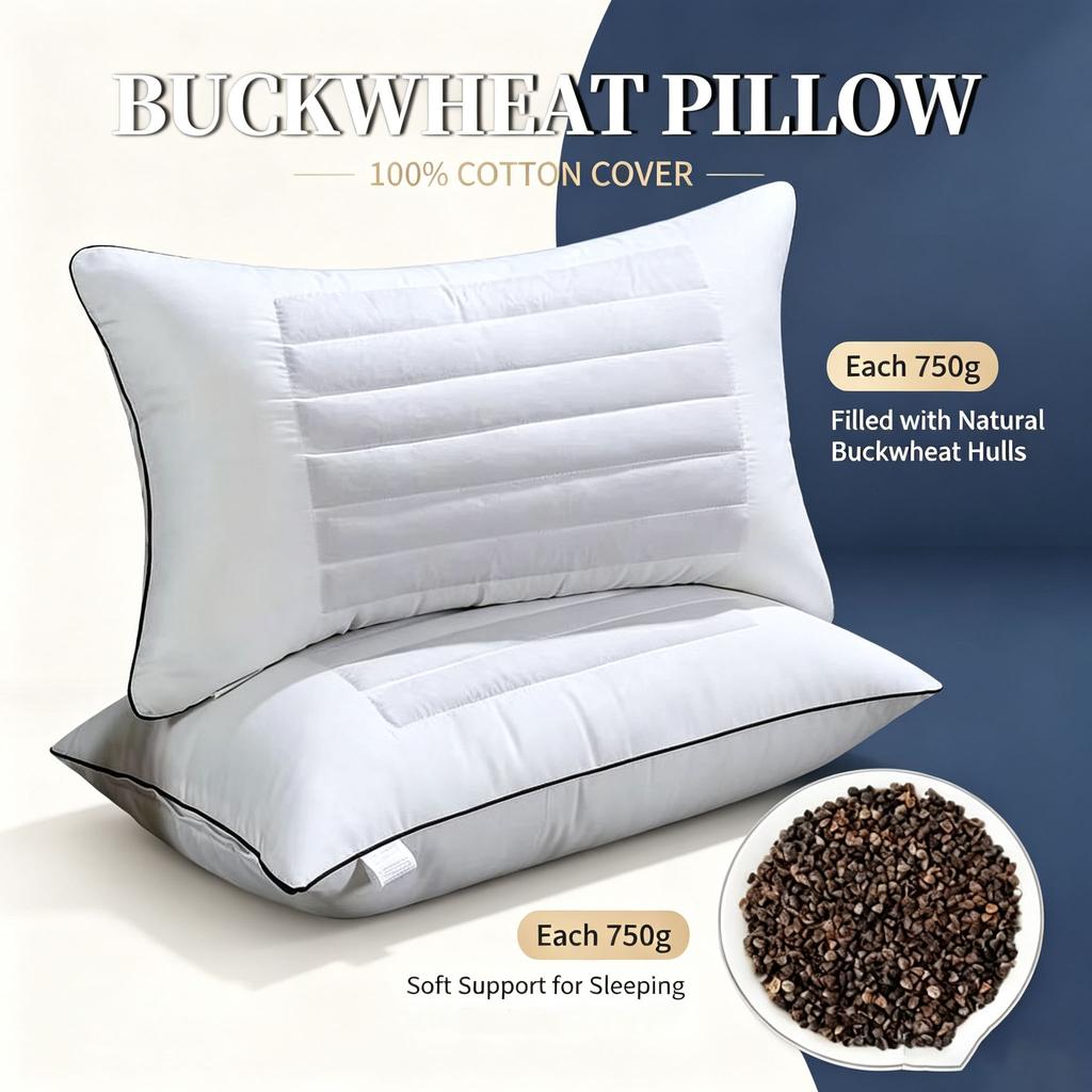 Pure Cotton Buckwheat Pillow Bedding Neck Protection Buckwheat Shell Pillow Core Massage Cervical Pillow Improve Sleeping Home Supplies