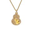 New Chinese Style Rhinestone Carved Gourd Pendant Necklace for Women