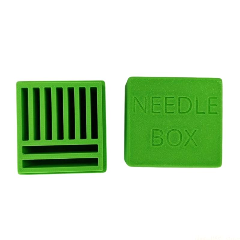 

1pc 3D Printed Sewing Needle Storage Box, Portable Organizer for Small & Large Sewing Machine Needles зелений