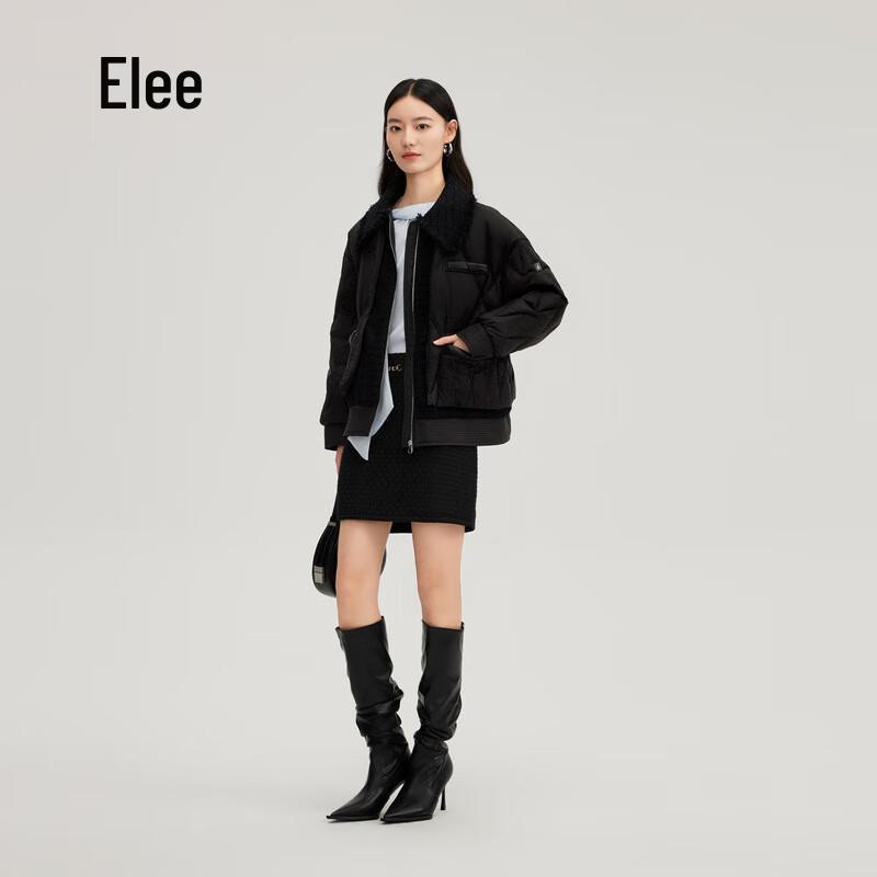 Aililaiyi Damen Tweed Daunenjacke im Faux-Zweiteiler-Look