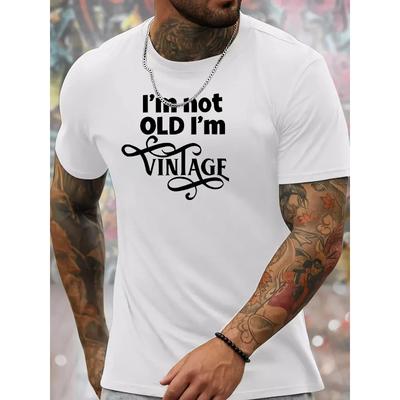 Taglie europee T-shirt da uomo girocollo con stampa 'Non sono vecchio, sono vintage', Top leggero e traspirante per esterni per la vita quotidiana e le attività sportive