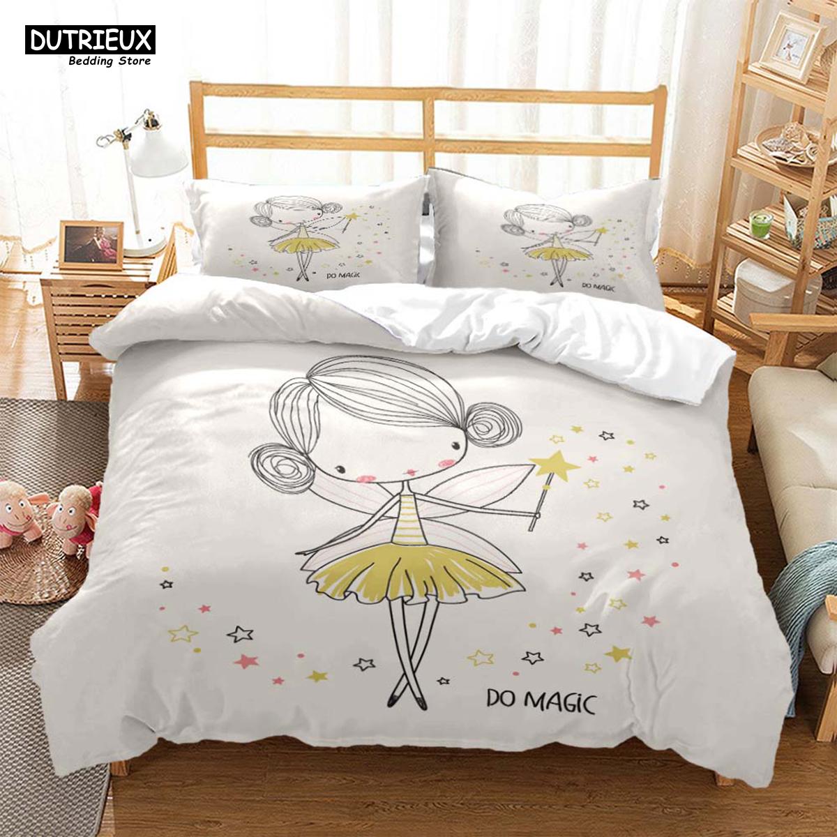 

Soft and Comfortable Ballet Girls Minimalist Fashion 3 - Piece Bedding Set, Customizable (135x200cm)