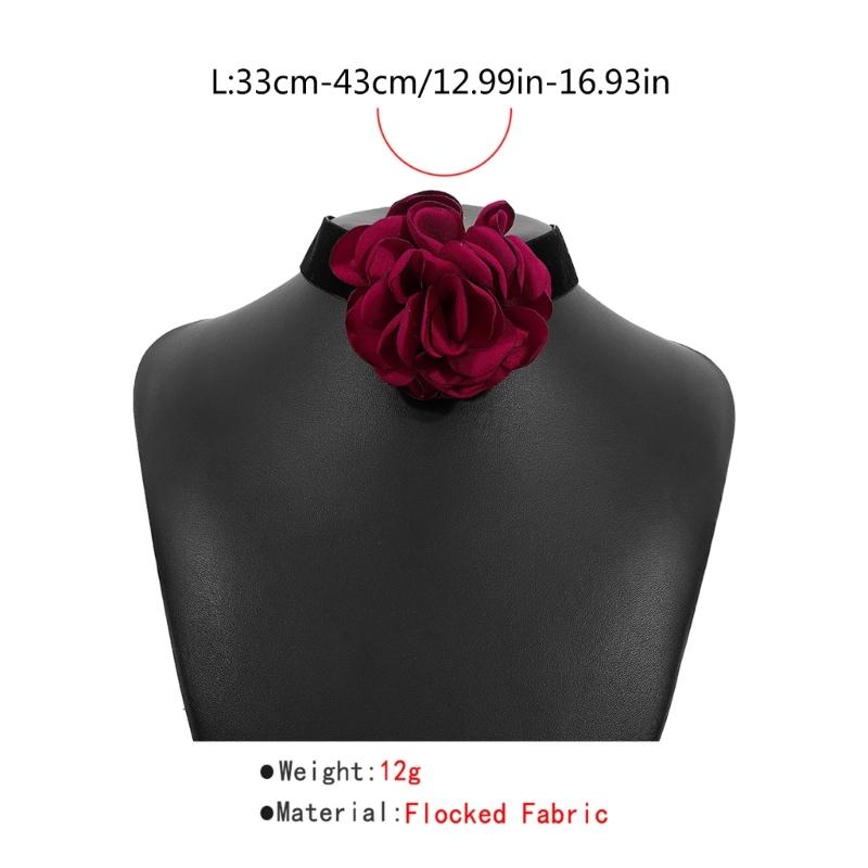 Romantic Big Rose Flower Choker Necklaces Wide Soft Black Velvet-Party Necklaces for Women Fashion Statement Jewelry