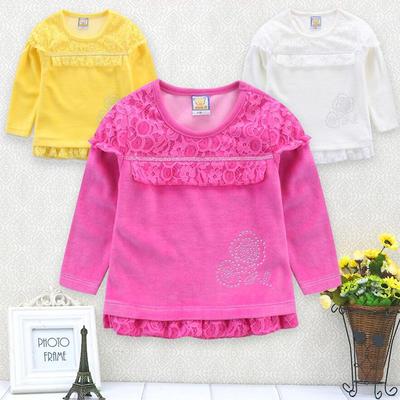 Girls T Shirt Kids Long Sleeve Shirt Lace Cotton Thickening Cold Protection Pullover Tops Sweatshirt