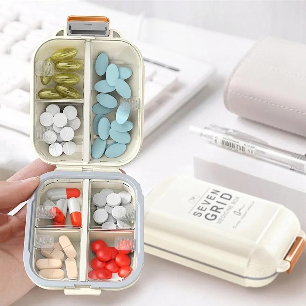 New Hot Small Premuim Portable Travel 7 Days 7 Grids Pill Container Box Cases Organizer Storage for Vitamin Medicine Fish Oils
