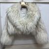 Real Raccoon Fur Coat Quilted Braided Large Lapel Fur Coat High Waist Short Style Youthful Temperament Winter Top