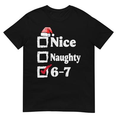 Nice Naughty 6 7 Meme 67 Christmas Six Seven Xmas Boys Kids T-Shirt
