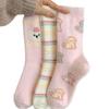 Pink Puppy Women's Wool Mid-Calf Socks - Thick Warm Cartoon Plush for Autumn/Winter.