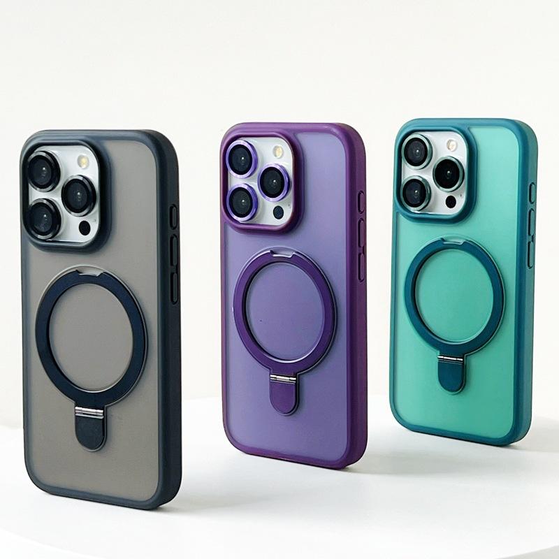 Applicable To iPhone17 Matte Magnetic Suction Bracket Mobile Phone Case Apple 15Pro with Lens Film Protective Case 18