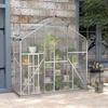6 X 2.5ft Polycarbonate Greenhouse Walk-In Green House with Rain Gutter, Sliding Door, Window, Foundation, Silver