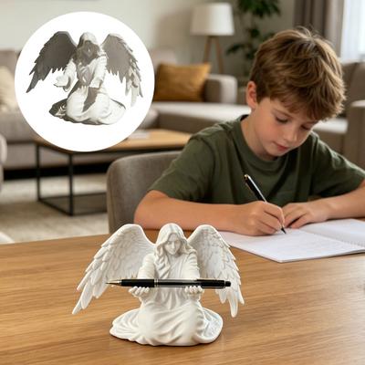 Portapenne Angelo per Scrivania Statua Angelo Stampata in 3D Espositore per Matite Organizzatore Decorativo per Casa Ufficio Camera da Letto Soggiorno Decorazione Scrivania
