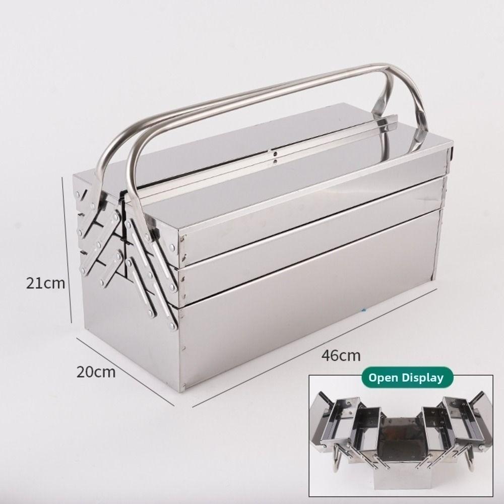 3 Layer 5 Tray Metal Tool Storage Box Stainless Steel Folding Tool Organizer Auto Maintenance