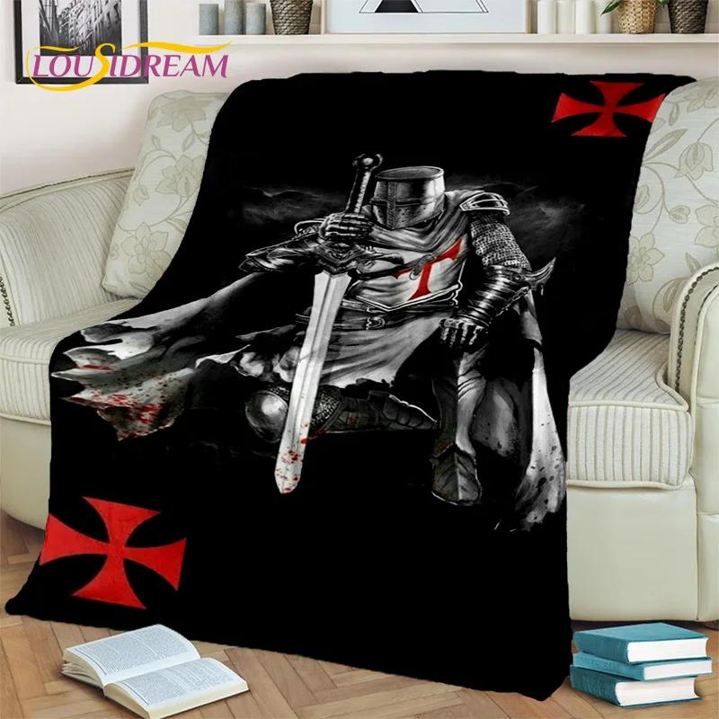 Cartoon Templar Cavalier Knight Crusaders Blanket,Soft Throw Blanket for Home Bedroom Bed Sofa Picnic Travel Office Blanket Kids