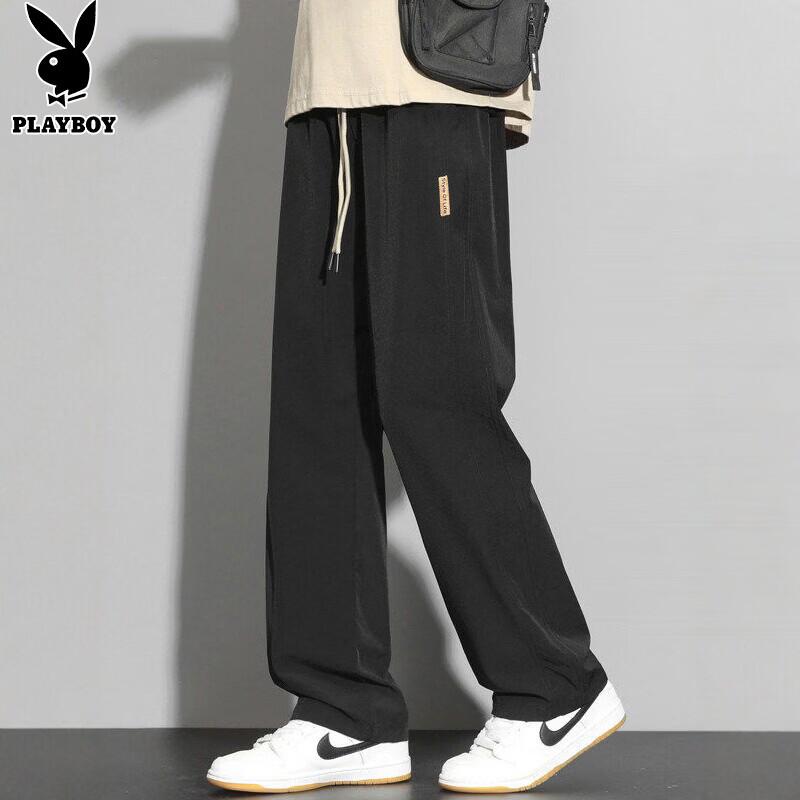 PLAYBOY Men's Lightweight Wide-Leg Straight Casual Pants