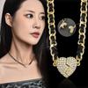 Elegant Heart Shaped Magnetic Necklace For Women With Sparkling Rhinestone Detail