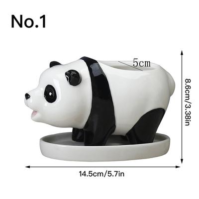 Ceramic Panda Flower Pot Succulent Pot Animal Planter Home Decor Desktop Ornaments Bonsai Plant Pot Garden Decoration