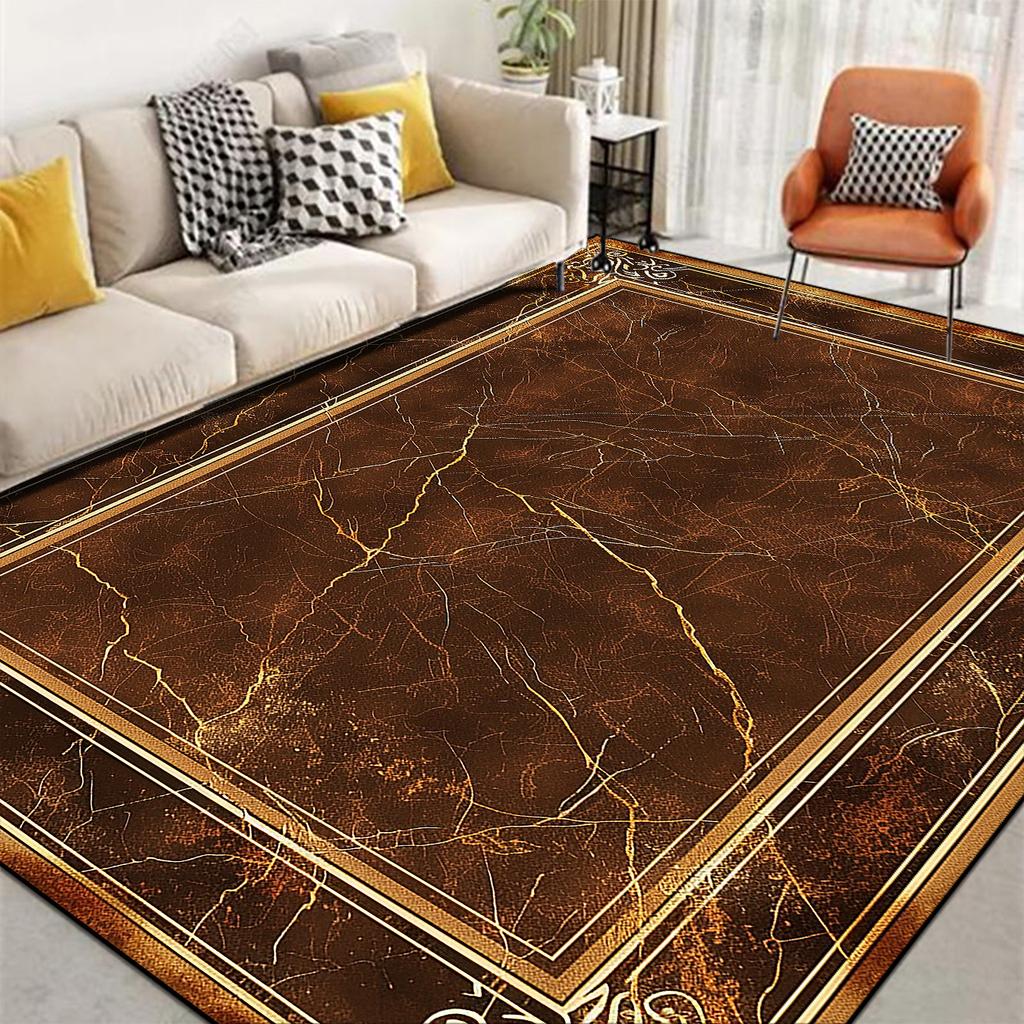 Minimalist Luxury Style Decorative Rug for Living Room Non-slip Marble Bedroom Carpet Big Size Soft Flannel Sofa Side Floor Mats