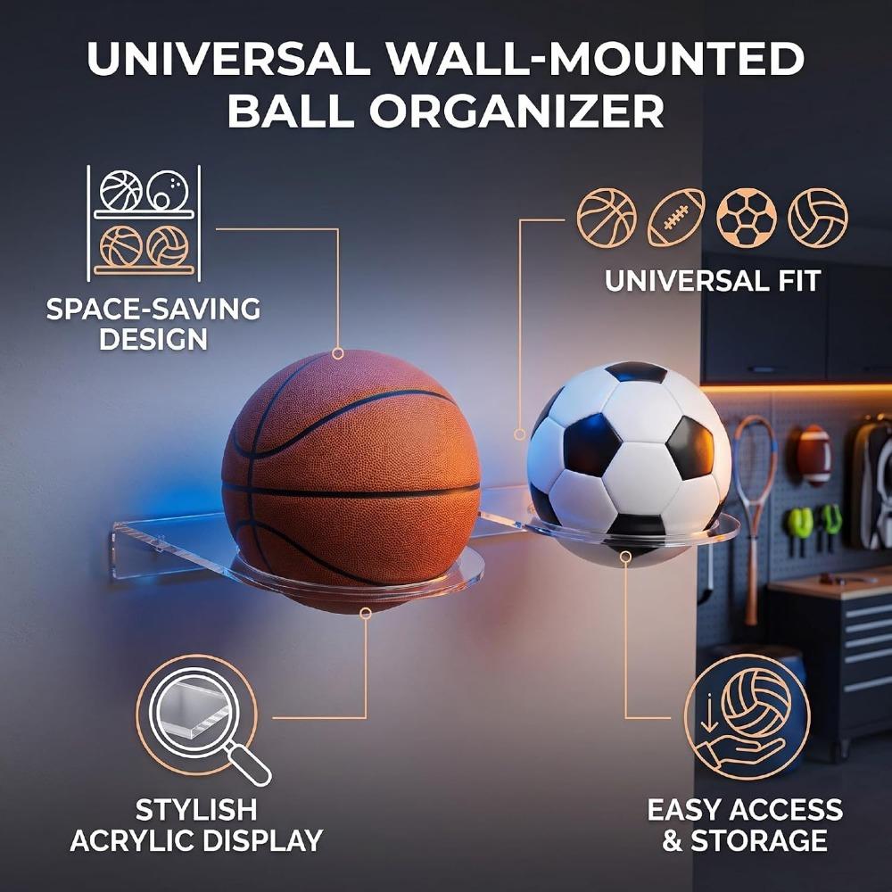Acrylic Acrylic Ball Holder Wall Mount Design Clear Ball Display Rack Basketball