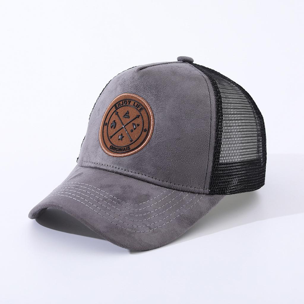 Sommer Runder Etikett Wildleder Baseballkappe Herren Netz Vielseitiger Sonnenschutz Damen Hip-Hop Hut Trendiger Hut