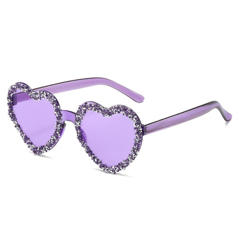 Heart-Shaped Frameless Sunglasses With Rhinestones, Fashionable Party Glasses, Unique And Quirky Candy-Colored Sunglasses