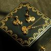 Luxury 14k Gold Jewelry Set: Necklace, Earrings, Non-Fading Clavicle Chain