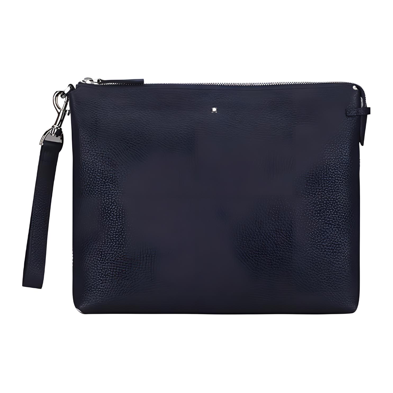 

Montblanc Meisterstück Series Handheld Zipper Soft Grain Leather Clutch Men Clutch Dark-Blue 124698 Basic Set (Bag+Dust Bag)