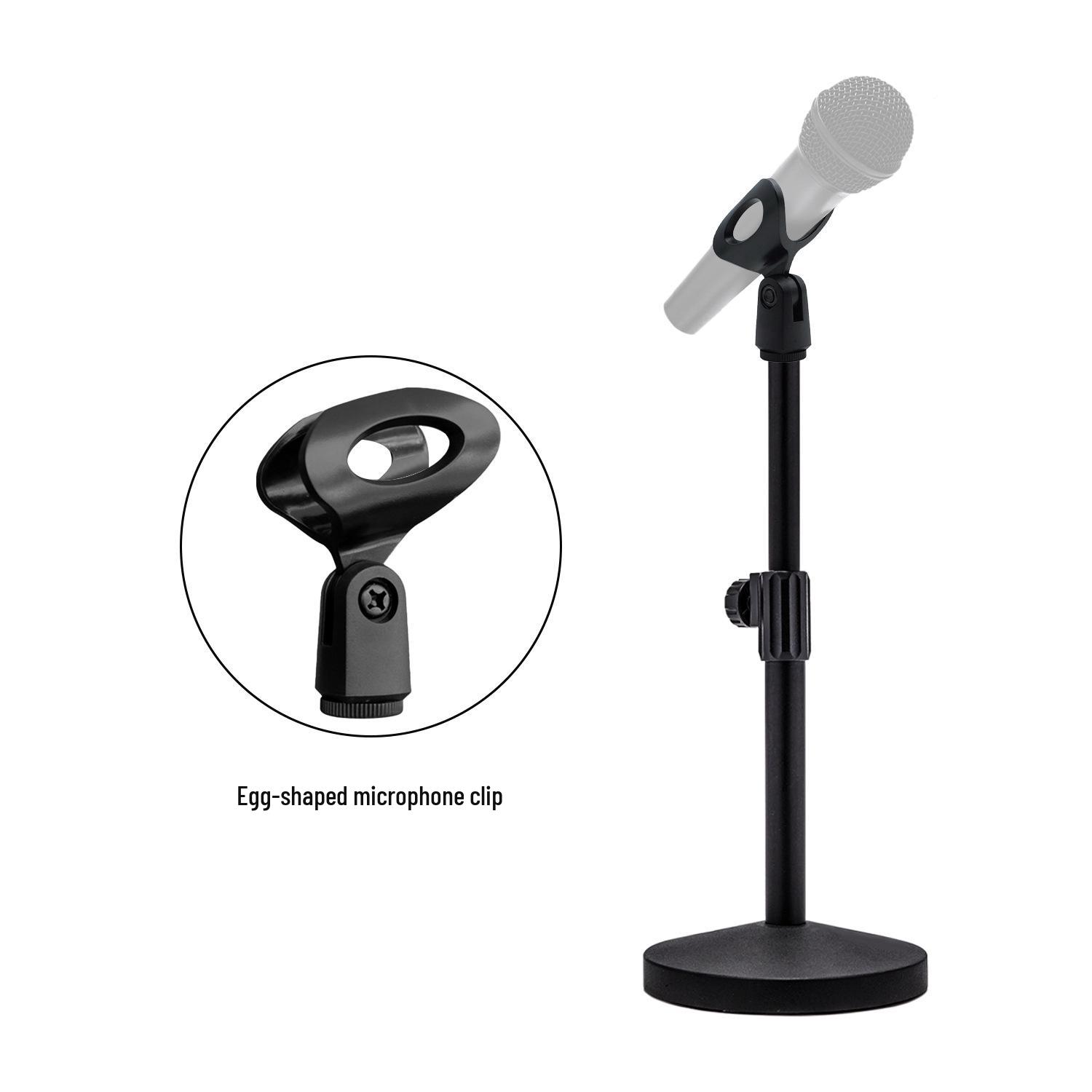 

Adjustable Metal Desktop Microphone Stand with Weighted Round Base for Conference, Broadcast & Performance